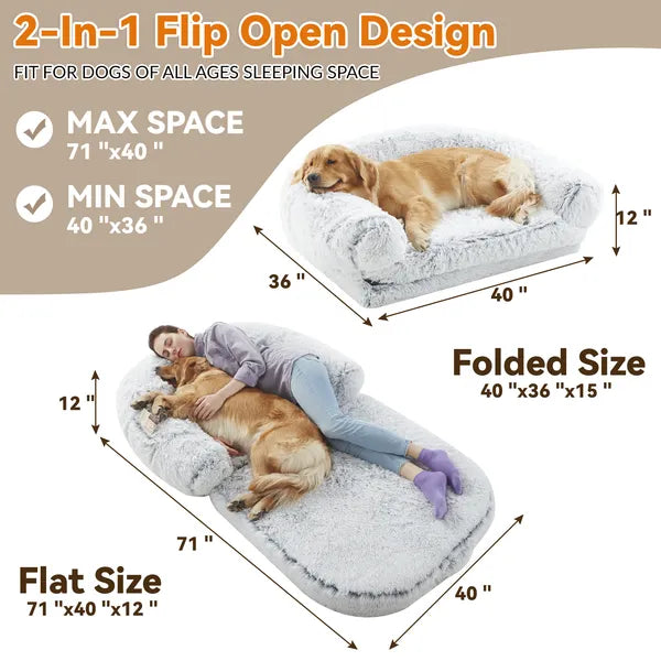 Human-Sized Orthopedic Dog Bed – Ultra-Soft Memory Foam Lounge for You & Your Pet