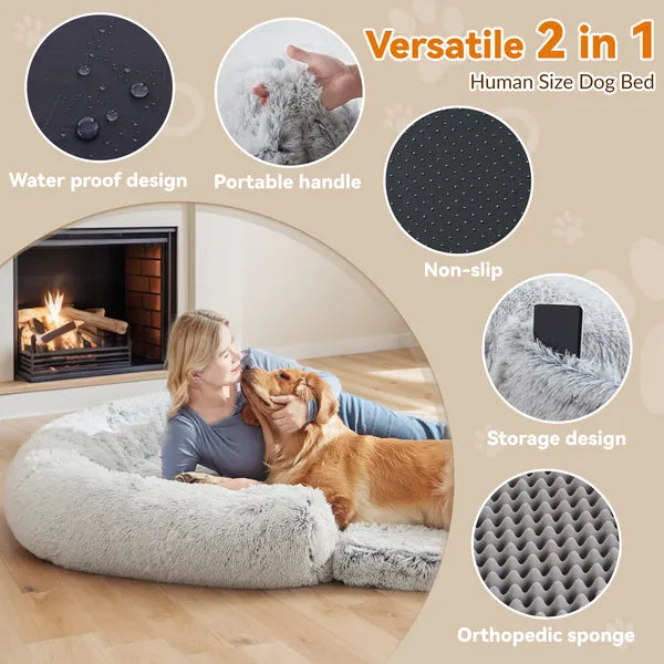 Human-Sized Orthopedic Dog Bed – Ultra-Soft Memory Foam Lounge for You & Your Pet