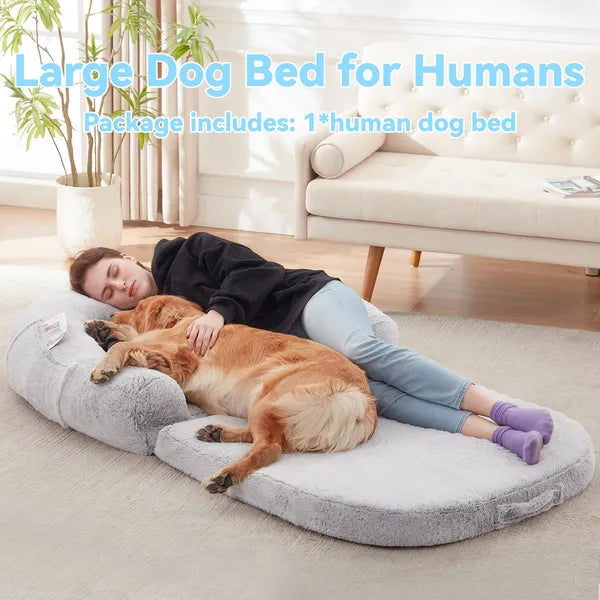 Human-Sized Orthopedic Dog Bed – Ultra-Soft Memory Foam Lounge for You & Your Pet
